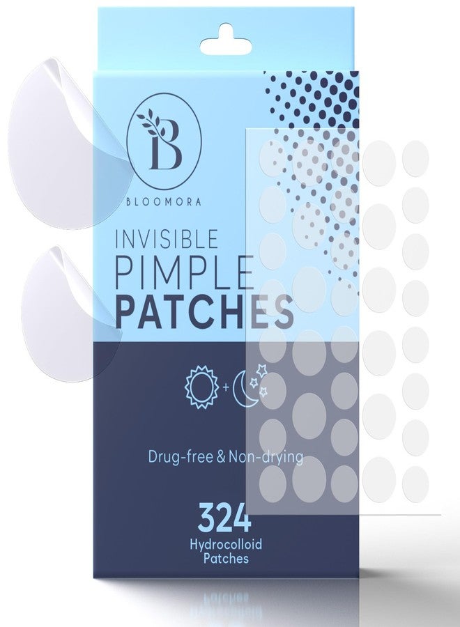 BLOOMORA Invisible Pimple Patches for Face (324 Count), Zit Patches for Blemishes, Hydrocolloid Bandages, Zit Stickers for Face - S/L Sizes - Image 1